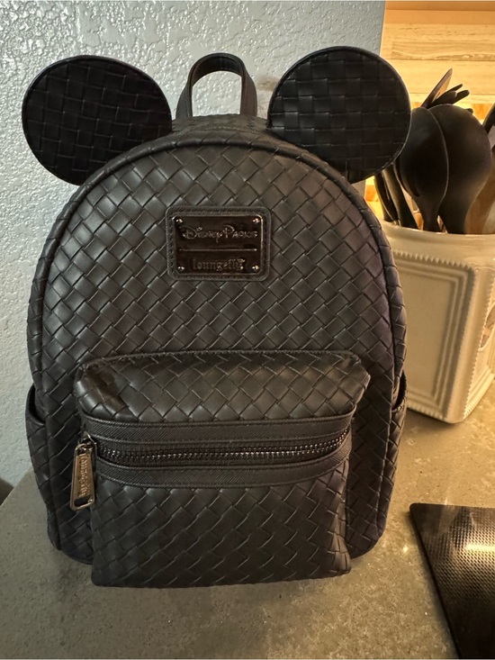 Loungefly Other - Loungefly Disney Parks Black Woven Mickey Ear Mini Backpack NWT